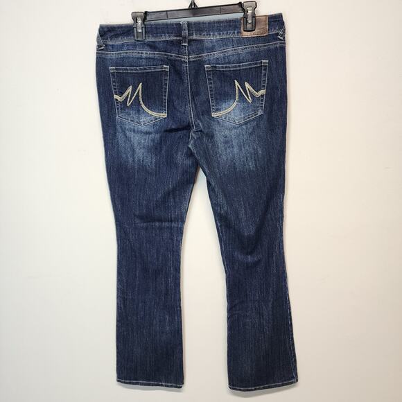 Maurices Bootcut Jeans Womens 11/12 34" Dark Wash Stretch Distressed Y2K Cowgirl - Picture 2 of 10